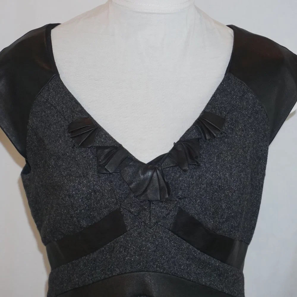 Rebecca Taylor Lamb Trim Silk/Wool Tweed Dress 6 - Picture 6 of 15